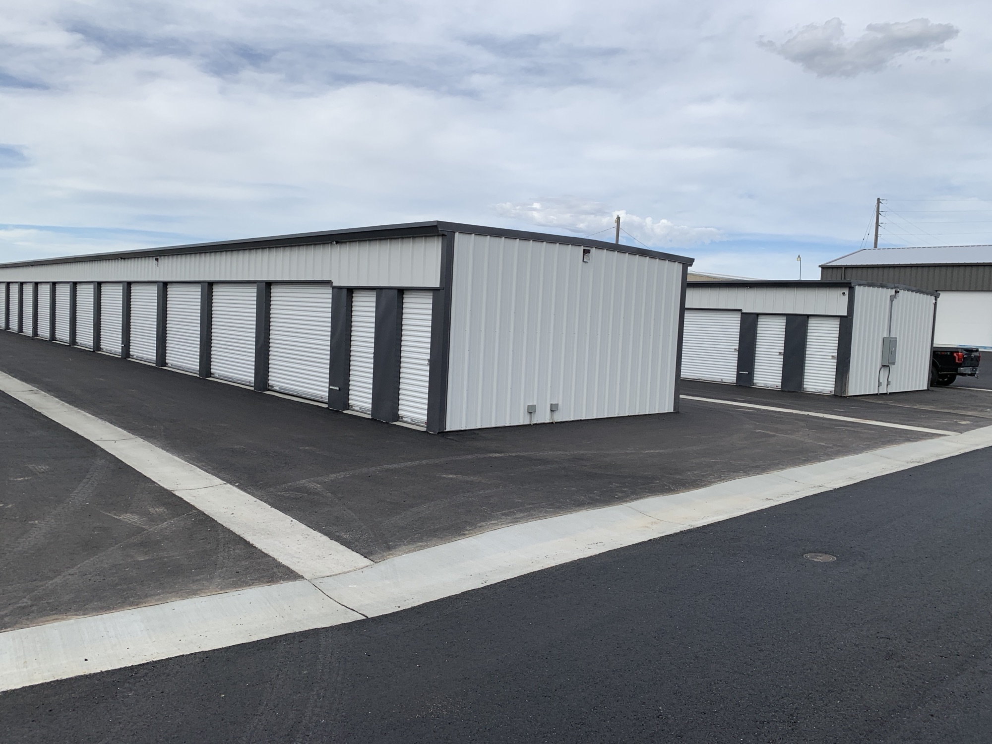 Buildings and the open parking area